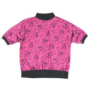 Vintage Act III Paisley Print Blouse Size Large Pink Black Mock Neck Top L VTG